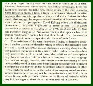 -Christina Milletti, from Innovative Fiction and the Poetics of Power