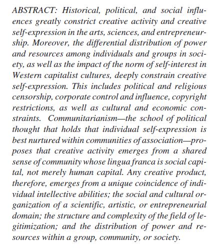 Political Economy Creativity
